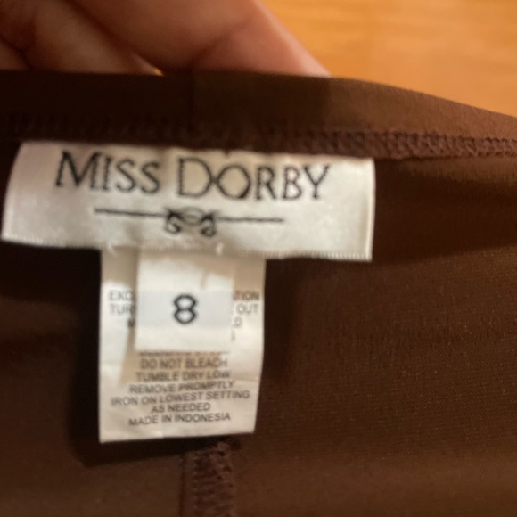 MISS DORBY BROWN WRAP NECKLINE KNIT STRETCH DRESS - Picture 4 of 8